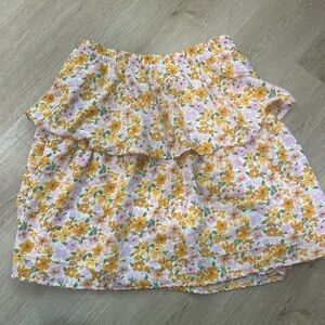BCBG Girls Floral Dress Pink Yellow Cottagecore Ruffle Hem Size XL
